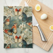 Kleurrijke  Vlinders en Bloemen (5) Theedoek (Quarter Fold)