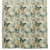 Kleurrijke  Vlinders en Bloemen (6) Douchegordijn (Voorkant)