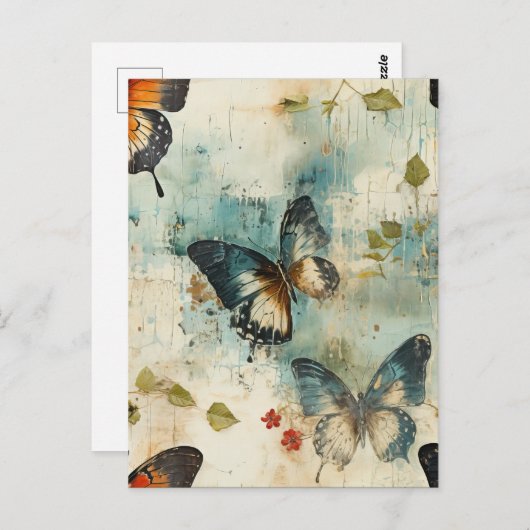 Kleurrijke Vlinders en Bloemen (7) Briefkaart (Voorkant / Achterkant)