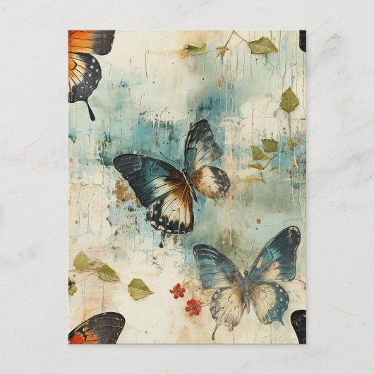 Kleurrijke  Vlinders en Bloemen (7) Briefkaart (Voorkant)