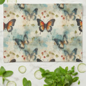 Kleurrijke Vlinders en Bloemen (7) Theedoek (Gevouwen)