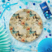 Kleurrijke  Vlinders en Bloemen (8) Papieren Bordje (Feest)