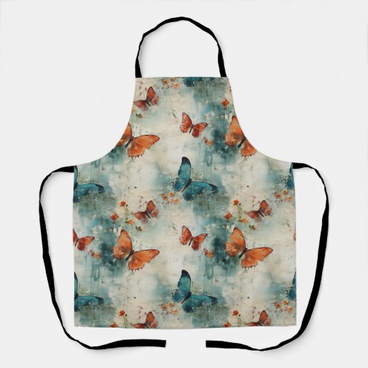 Kleurrijke Vlinders en Bloemen (9) Schort (Voorkant)