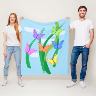 Kleurrijke Vlinders en Lucht Fleece Deken