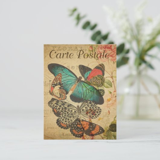 , kleurrijke vlinders en moth French Briefkaart (Staand voorkant)