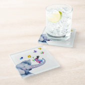 Kleurrijke vlinders en olifant glazen onderzetter (Schuin)