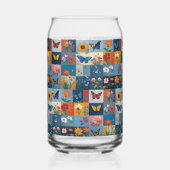 Kleurrijke Vlinders En Wilde Bloemen Patchwork Blikvorm Glas (Voorkant)