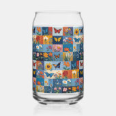 Kleurrijke Vlinders En Wilde Bloemen Patchwork Blikvorm Glas (Achterkant)