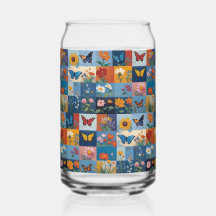 Kleurrijke Vlinders En Wilde Bloemen Patchwork