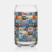 Kleurrijke Vlinders En Wilde Bloemen Patchwork Blikvorm Glas (Links)