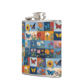 Kleurrijke Vlinders En Wilde Bloemen Patchwork Heupfles (Links)