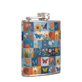 Kleurrijke Vlinders En Wilde Bloemen Patchwork Heupfles (Rechts)