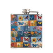 Kleurrijke Vlinders En Wilde Bloemen Patchwork Heupfles (Achterkant)