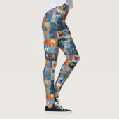 Kleurrijke Vlinders En Wilde Bloemen Patchwork Leggings (Rechts)