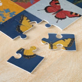 Kleurrijke Vlinders En Wilde Bloemen Patchwork Legpuzzel (Zijkant)