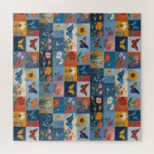 Kleurrijke Vlinders En Wilde Bloemen Patchwork Legpuzzel (Horizontaal)