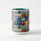 Kleurrijke Vlinders En Wilde Bloemen Patchwork Mok (Midden)