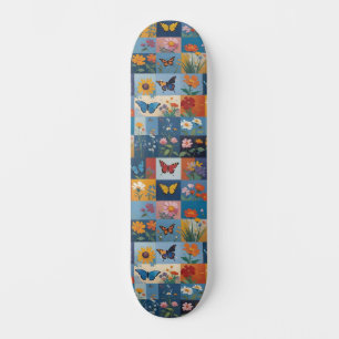 Kleurrijke Vlinders En Wilde Bloemen Patchwork Persoonlijk Skateboard