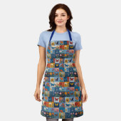 Kleurrijke Vlinders En Wilde Bloemen Patchwork Schort (Gedragen)