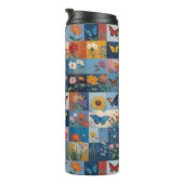 Kleurrijke Vlinders En Wilde Bloemen Patchwork Thermosbeker (Geroteerd rechts)