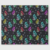 Kleurrijke vlinders Esthetische zwarte achtergrond Cadeaupapier (Vlak)