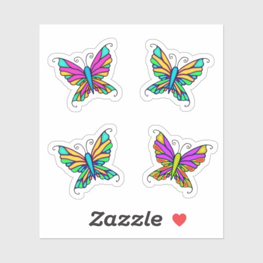 Kleurrijke Vlinders Fantasie Stickers (Vel)