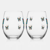 Kleurrijke vlinders | Gepersonaliseerd Wijnglas Zonder Voet (Links)