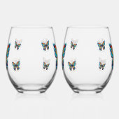 Kleurrijke vlinders | Gepersonaliseerd Wijnglas Zonder Voet (Rechts)