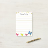 Kleurrijke Vlinders & Gouden Confetti Dingen Om Te Post-it® Notes (Op bureau)