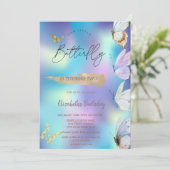 Kleurrijke Vlinders Holografische Verjaardag Kaart (Staand voorkant)