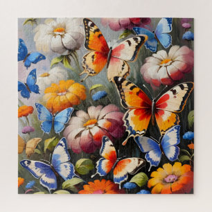 Kleurrijke vlinders in de tuin legpuzzel