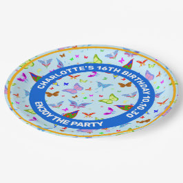 Kleurrijke vlinders in het vluchtpatroon papieren bordje