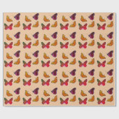 kleurrijke vlinders in perzik cadeaupapier (Vlak)