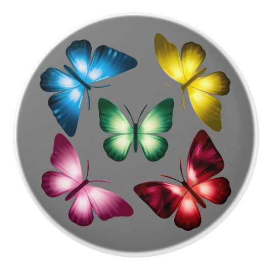 Kleurrijke vlinders keramische trekknop keramische knop (Voorkant)