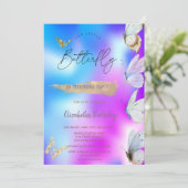 Kleurrijke Vlinders Koele Holografische Verjaardag Kaart (Staand voorkant)