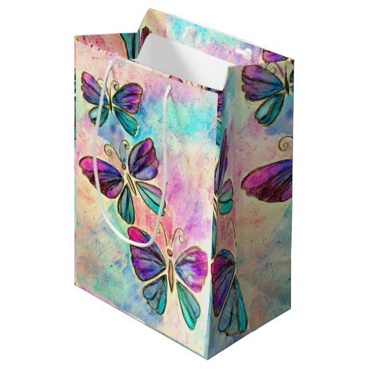 Kleurrijke vlinders - medium cadeauzakje (Voorkant Gekanteld)