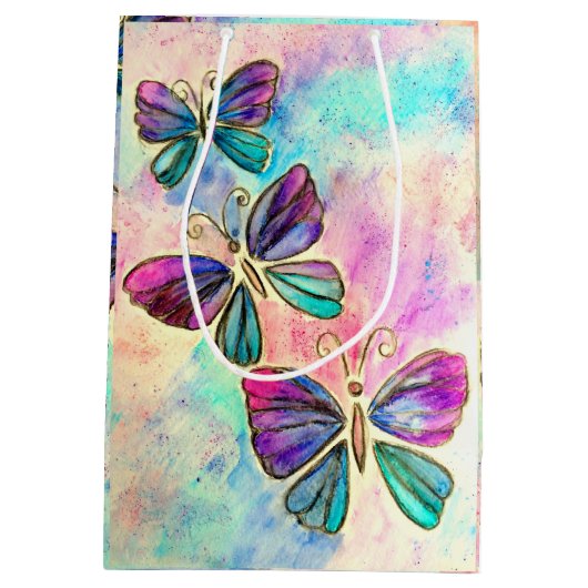 Kleurrijke vlinders - medium cadeauzakje (Achterkant)