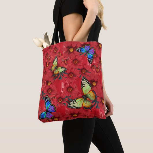 Kleurrijke Vlinders met Eigen Merk Tote Bag (Dichtbij)