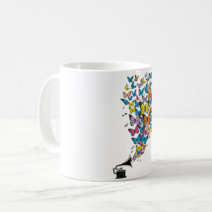 Kleurrijke vlinders met Gramophone Koffiemok