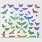 kleurrijke vlinders motten insecten cadeaupapier (Vlak)