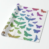 kleurrijke vlinders motten insecten cadeaupapier (Uitgerold)