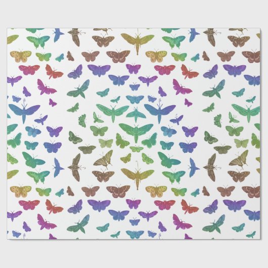  kleurrijke vlinders motten insecten cadeaupapier (Vlak)