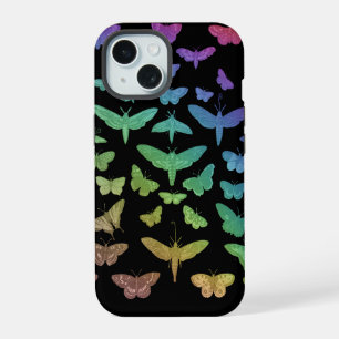 Kleurrijke vlinders motten insecten in vintage sti iPhone 15 case