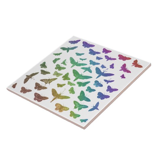  kleurrijke vlinders motten insecten tegeltje (Zijkant)
