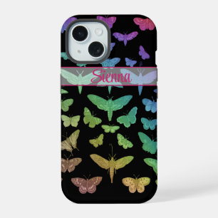 Kleurrijke vlinders motten insecten vintage iPhone 15 case