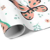 Kleurrijke vlinders naadloos patroon cadeaupapier (Rol Hoek)