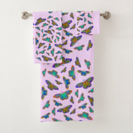 Kleurrijke vlinders op baby Roze - aanpasbaar Bad Handdoek