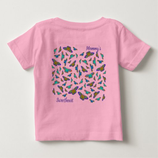 Kleurrijke vlinders op baby roze - baby T-shirt (Achterkant)