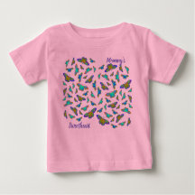 Kleurrijke vlinders op baby roze - baby T-shirt