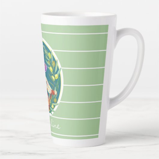 Kleurrijke vlinders op groen, gepersonaliseerd latte mok (Rechts)